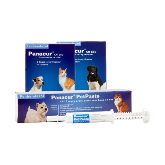 Panacur Antelmintico per cani e gatti --- Antielmintico ad ampio spettro per cani e gatti, in forma di pasta o pillola.