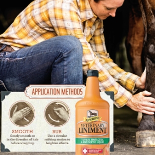 Absorbine Veterinary Embrocation Liquid Liniment. --- Wereldwijd het meest verkochte liniment voor paarden tegen spierpijn en -stijfheid.