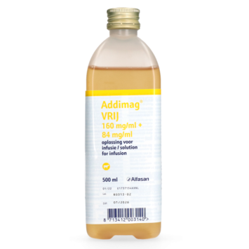 Addimag 500ml. -- Infusión es un líquido de infusión estéril y libre de pirógenos contra la fiebre de la leche y la enfermedad de la cabeza en el ganado vacuno.