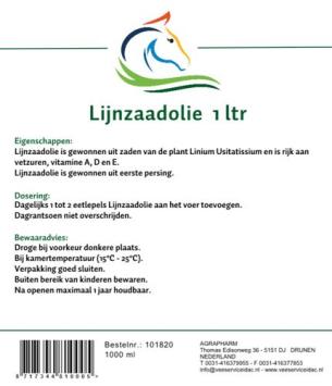 Agrapharm Olio di lino.   Alta qualità, per tutte le funzioni vitali, digestione e pelo.