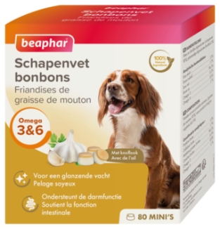 Beaphar Sheep Fat Bonbons MINI 245gr.. Rich in vitamins, minerals and trace elements, for skin & coat