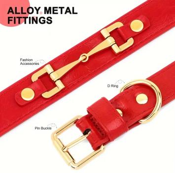Collier pour chien Mors. --- Joli collier en cuir PU avec mors de cheval, 4 couleurs et 2 tailles.