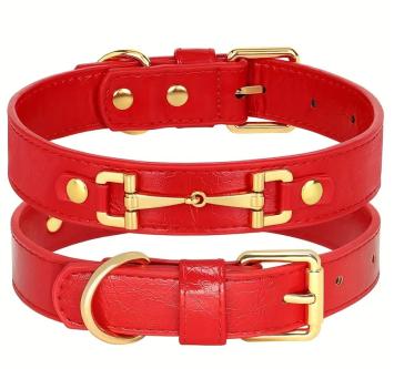 Collier pour chien Mors. --- Joli collier en cuir PU avec mors de cheval, 4 couleurs et 2 tailles.