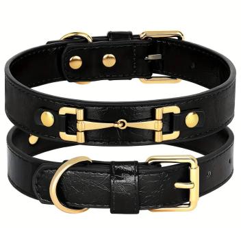 Collier pour chien Mors. --- Joli collier en cuir PU avec mors de cheval, 4 couleurs et 2 tailles.