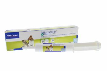Virbac Vitaminthe Perro y Gato 25ml. --- Pasta antihelmíntica de amplio espectro y es eficaz contra ascárides, tricocéfalos, anquilostomas y tenias en perro y gato